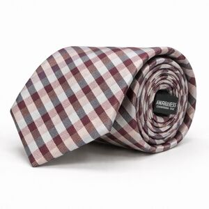 Kenneth Cole Reaction Burgundy and Gray Plaid Tie